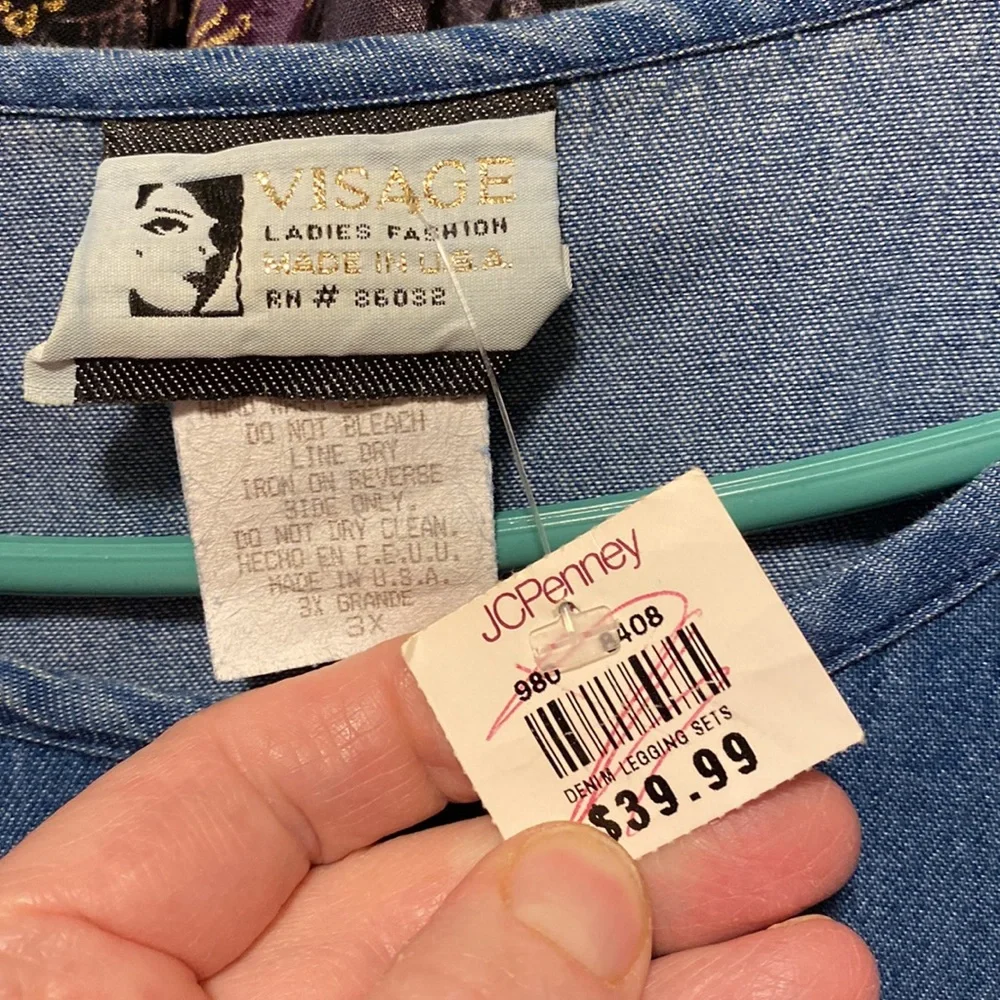 Vintage Ladies Fashion matching jean top and legging set bought back in the 90